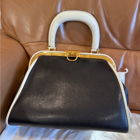 Dior Handbags - Dior  Black and Cream Fermoire Shoulder Bag
